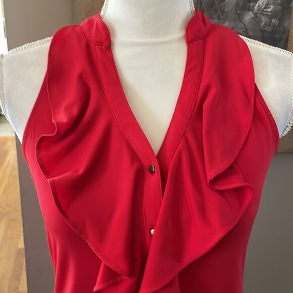 Express Red Ruffle Sleeveless Top size xs - Picture 2 of 7
